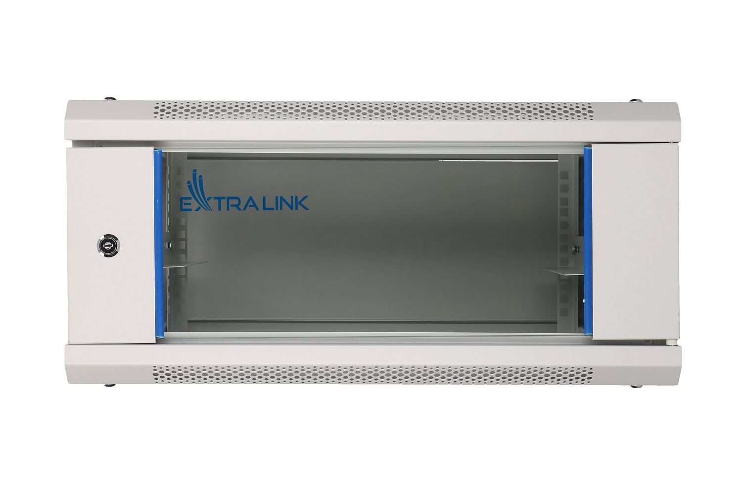 Extralink 4U 600 mm × 450 mm wall-mount rack cabinet, glass door, grey — view 3