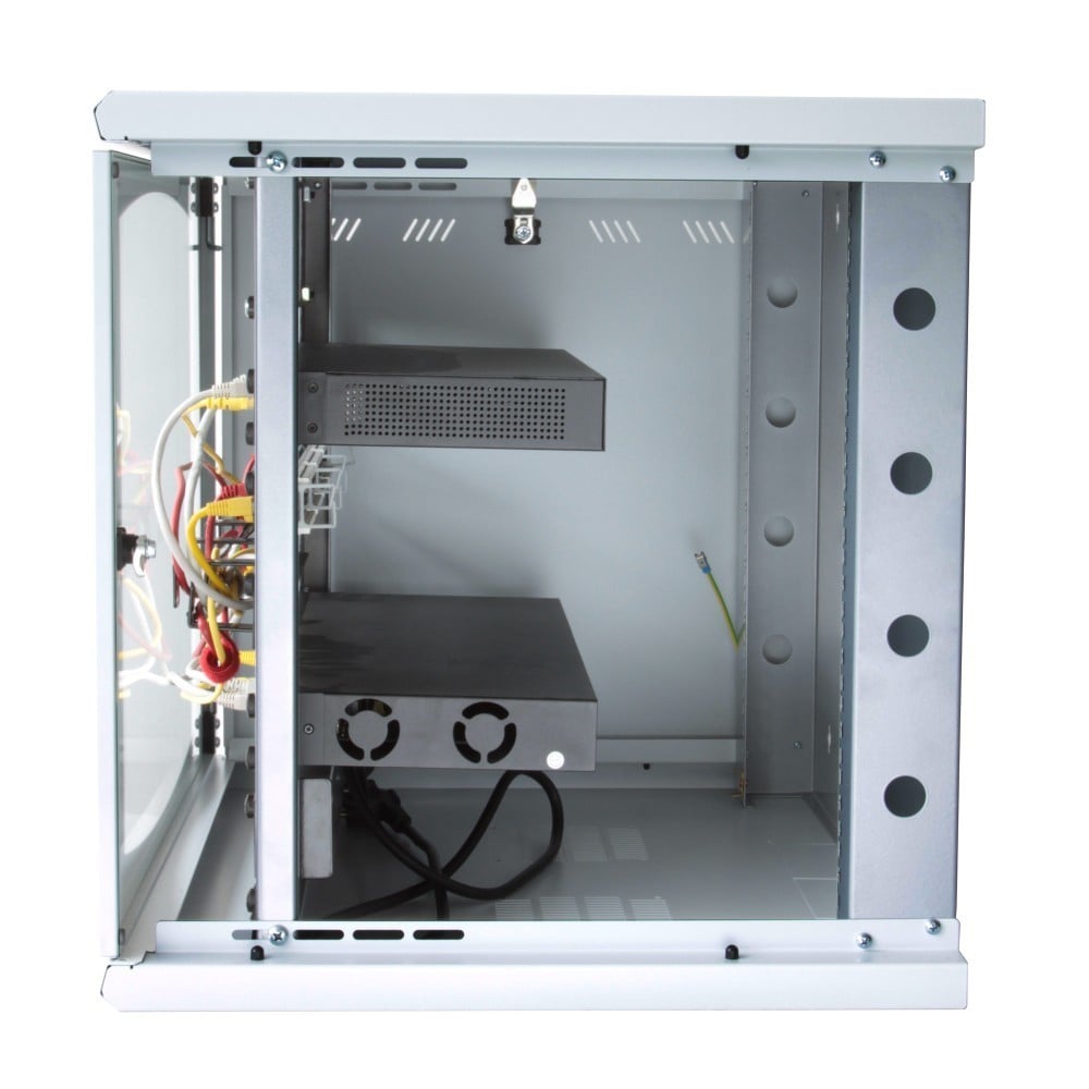 Techly I-CASE EW-2009BK5 10U 600 mm × 500 mm wall-mount 19-inch rack cabinet, glass door, black — view 3