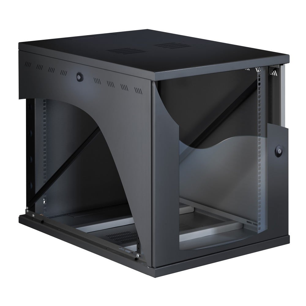 Techly I-CASE EW-26822BK 22U 600 mm × 800 mm wall-mount 19-inch rack cabinet, tempered-glass door, black — view 2