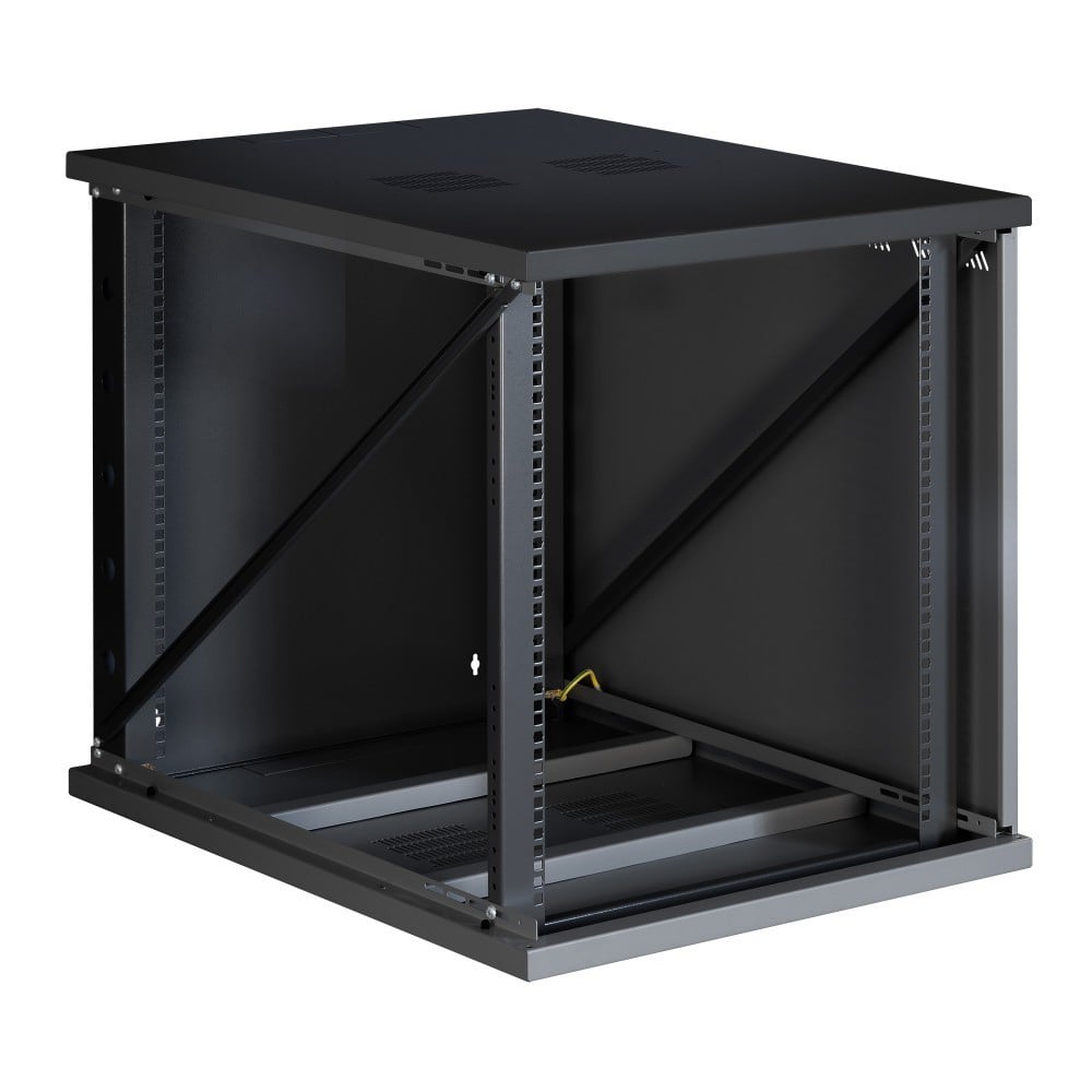 Techly I-CASE EW-26822BK 22U 600 mm × 800 mm wall-mount 19-inch rack cabinet, tempered-glass door, black — view 3
