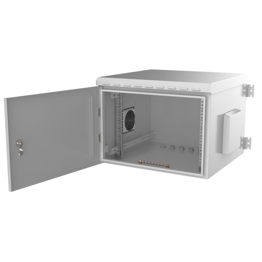 Techly I-CASE IP55-1245 12U 600 mm × 450 mm IP55 wall-mount 19-inch rack cabinet, steel door, grey — view 3