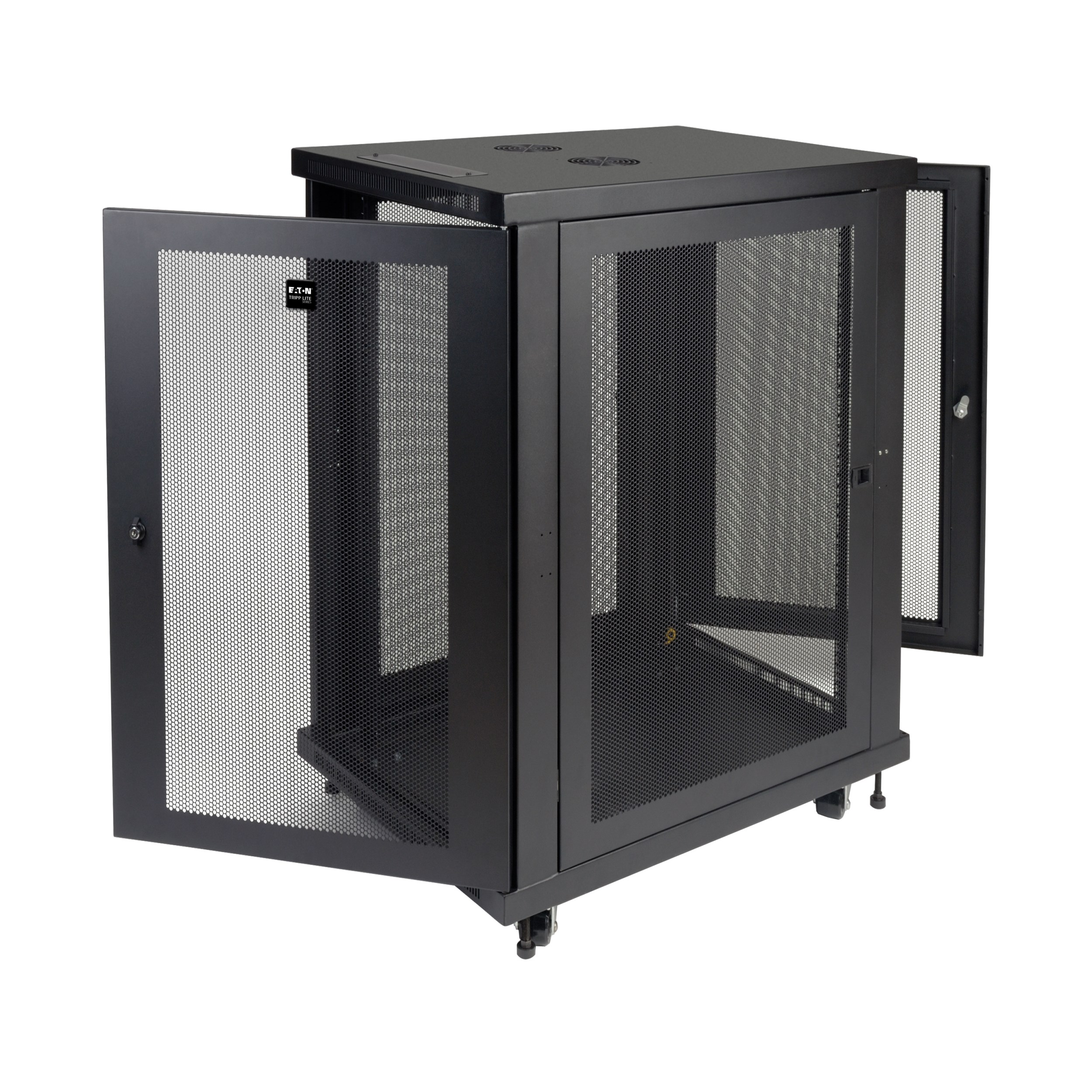 Eaton Tripp Lite Series SmartRack 18U Mid-Depth Half-Height Rack Enclosure Cabinet, 600 mm × 851 mm, black — view 2