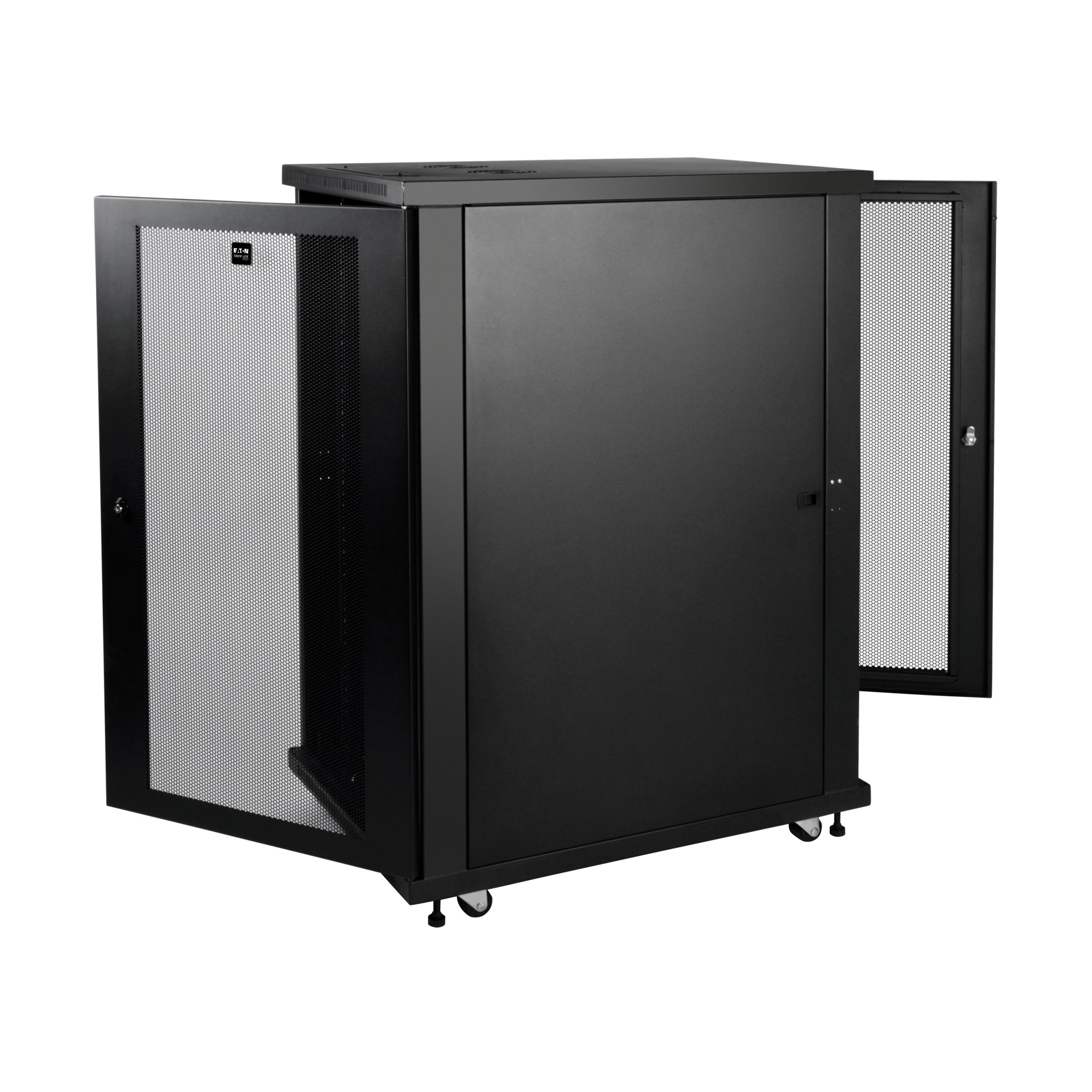 Eaton Tripp Lite Series SmartRack 24U Mid-Depth Half-Height Rack Enclosure Cabinet, 600 mm × 851 mm, black — view 2