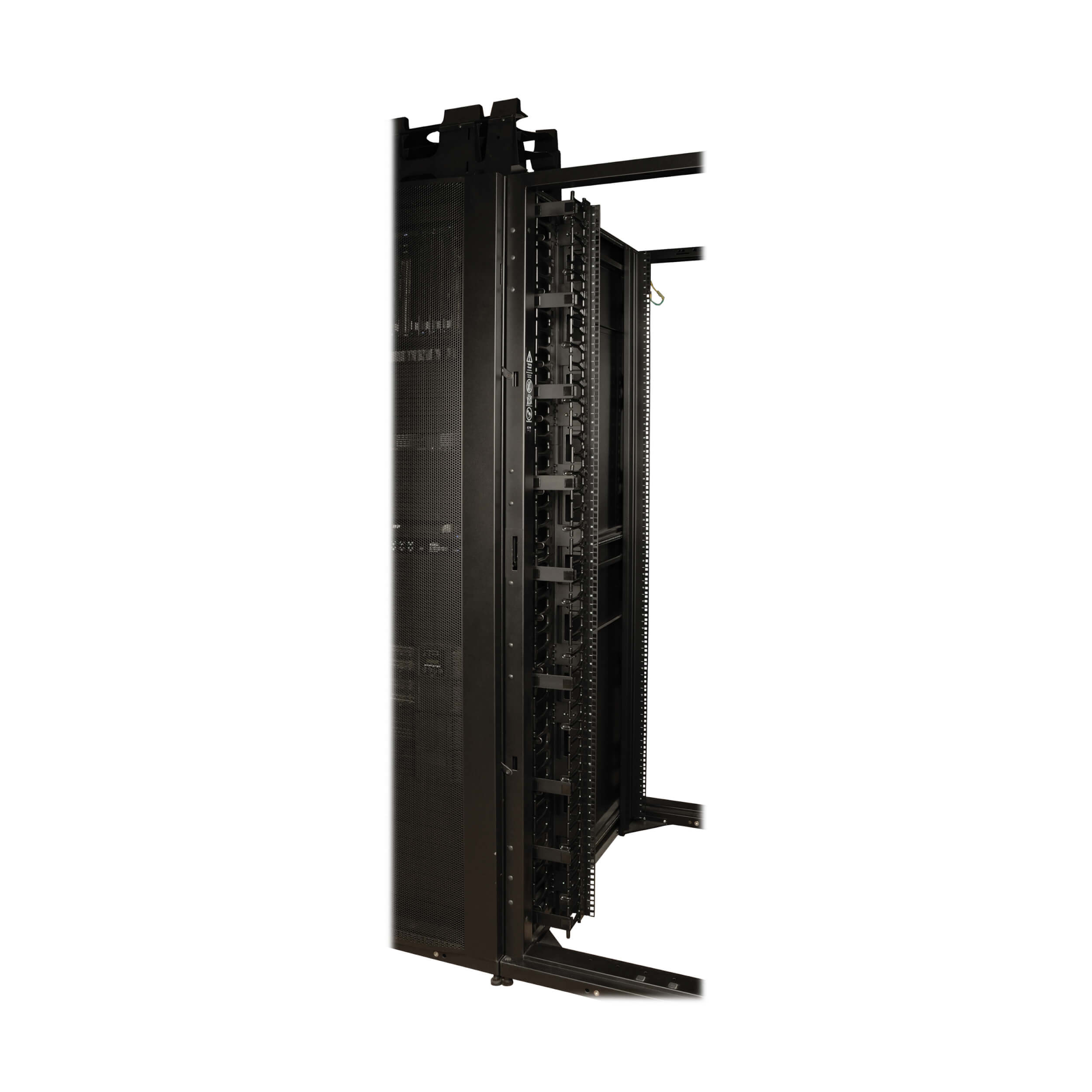 Eaton Tripp Lite Series 42U SmartRack Wide Standard-Depth Rack Enclosure Cabinet with Two Pre-Installed SRCABLEVRT3, with sides & doors, 750 mm × 1092 mm, black — view 2