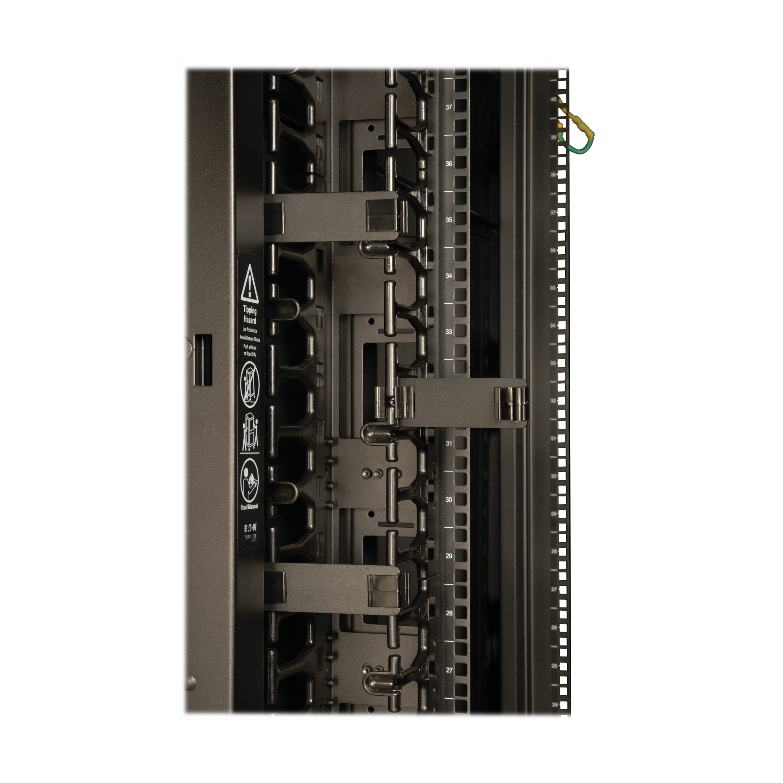 Eaton Tripp Lite Series 42U SmartRack Wide Standard-Depth Rack Enclosure Cabinet with Two Pre-Installed SRCABLEVRT3, with sides & doors, 750 mm × 1092 mm, black — view 3