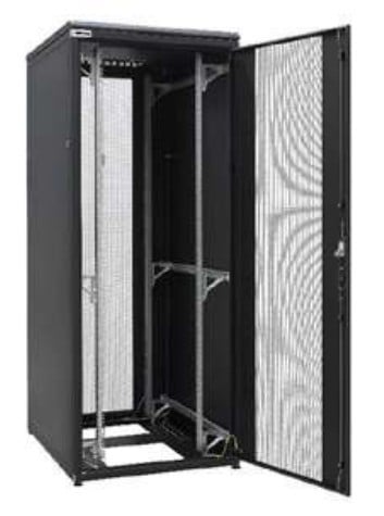 FIBRAIN SRS 45U 800 mm × 1000 mm floor-standing network cabinet, glass door, black RAL 9005 — view 2