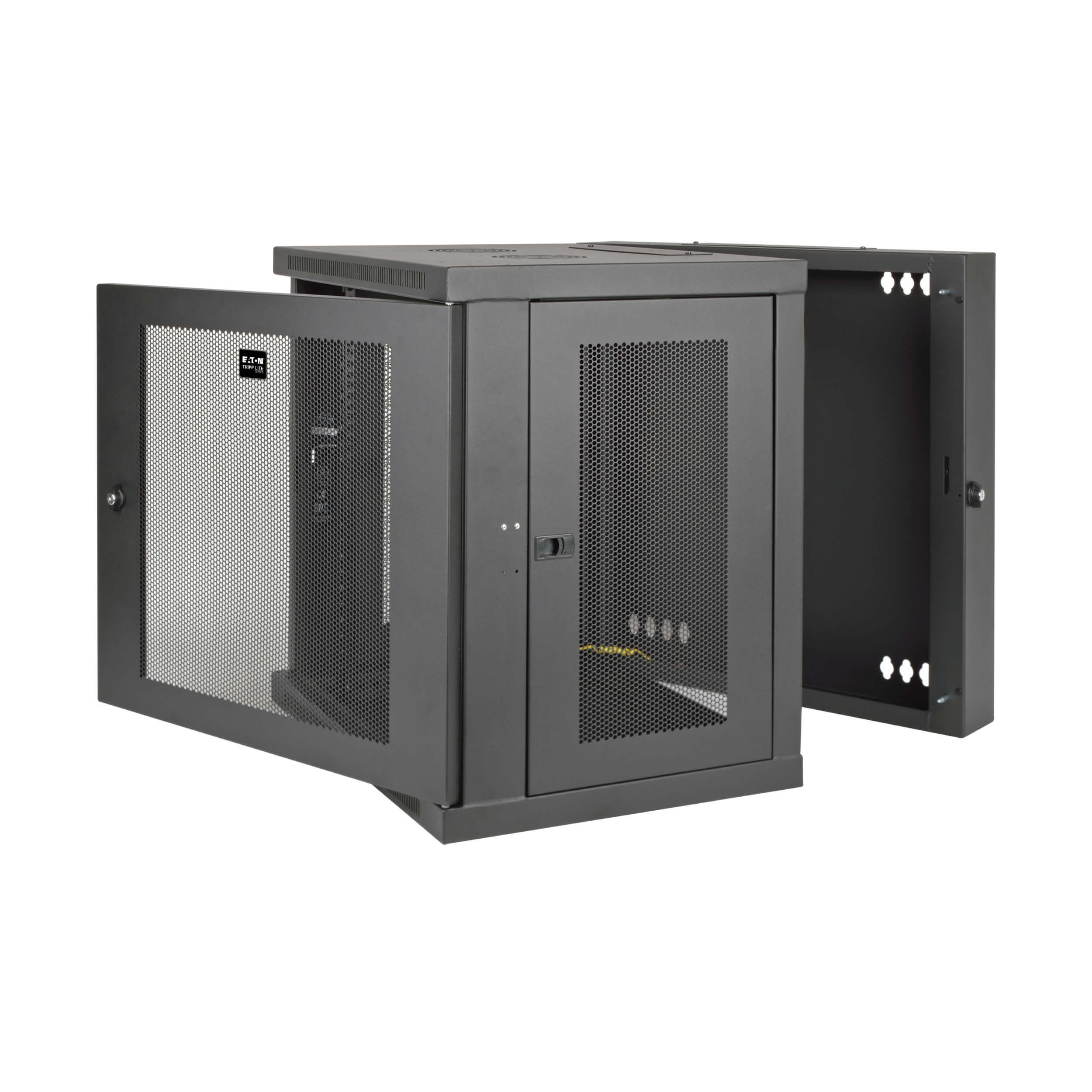 Eaton Tripp Lite Series SmartRack 10U Low-Profile Switch-Depth Wall-Mount Small Rack Enclosure, Hinged Back, 600 mm × 549 mm, black — view 2