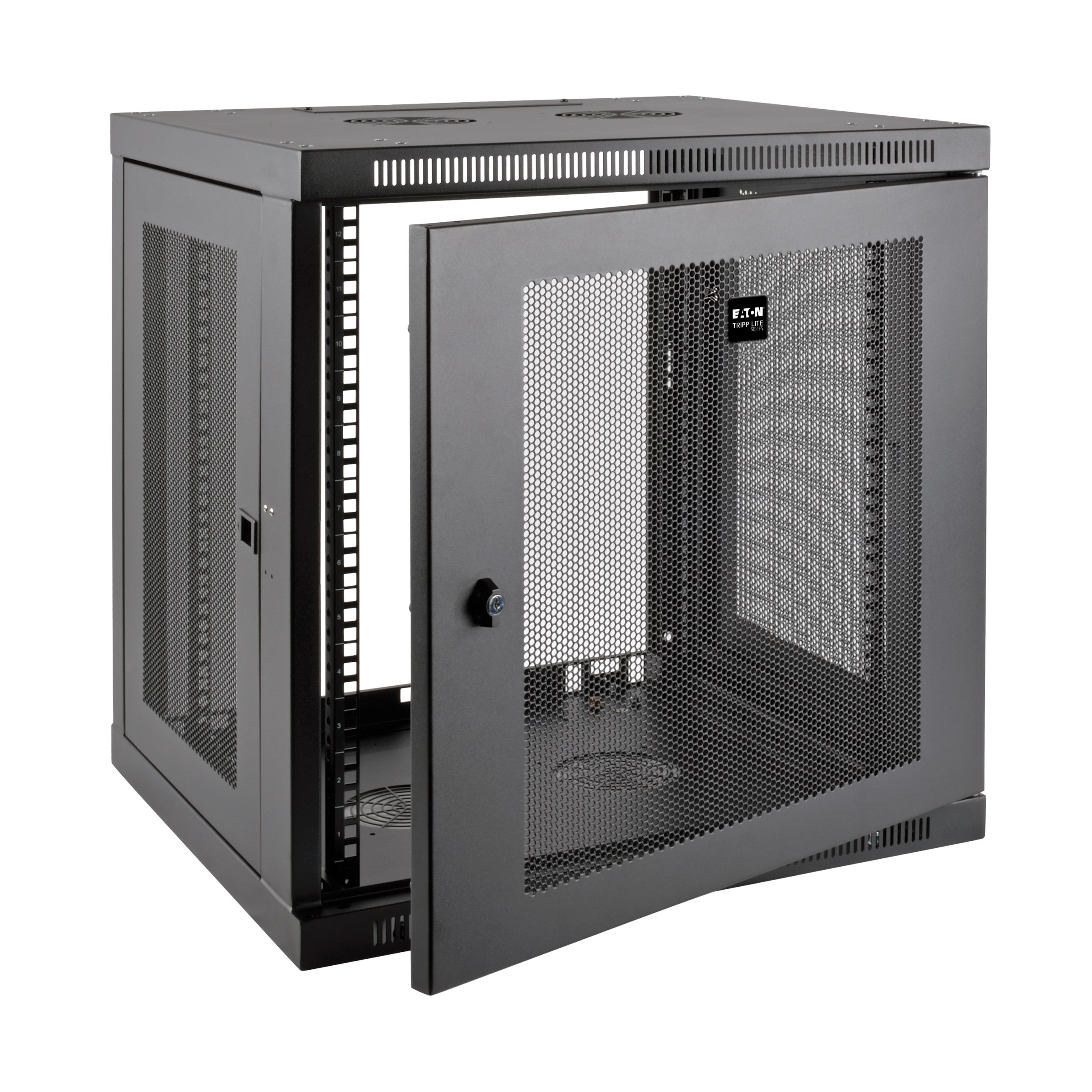 Eaton Tripp Lite Series SmartRack 12U Low-Profile Switch-Depth-Plus Wall-Mount Small Rack Enclosure, 600 mm × 552 mm, black — view 2