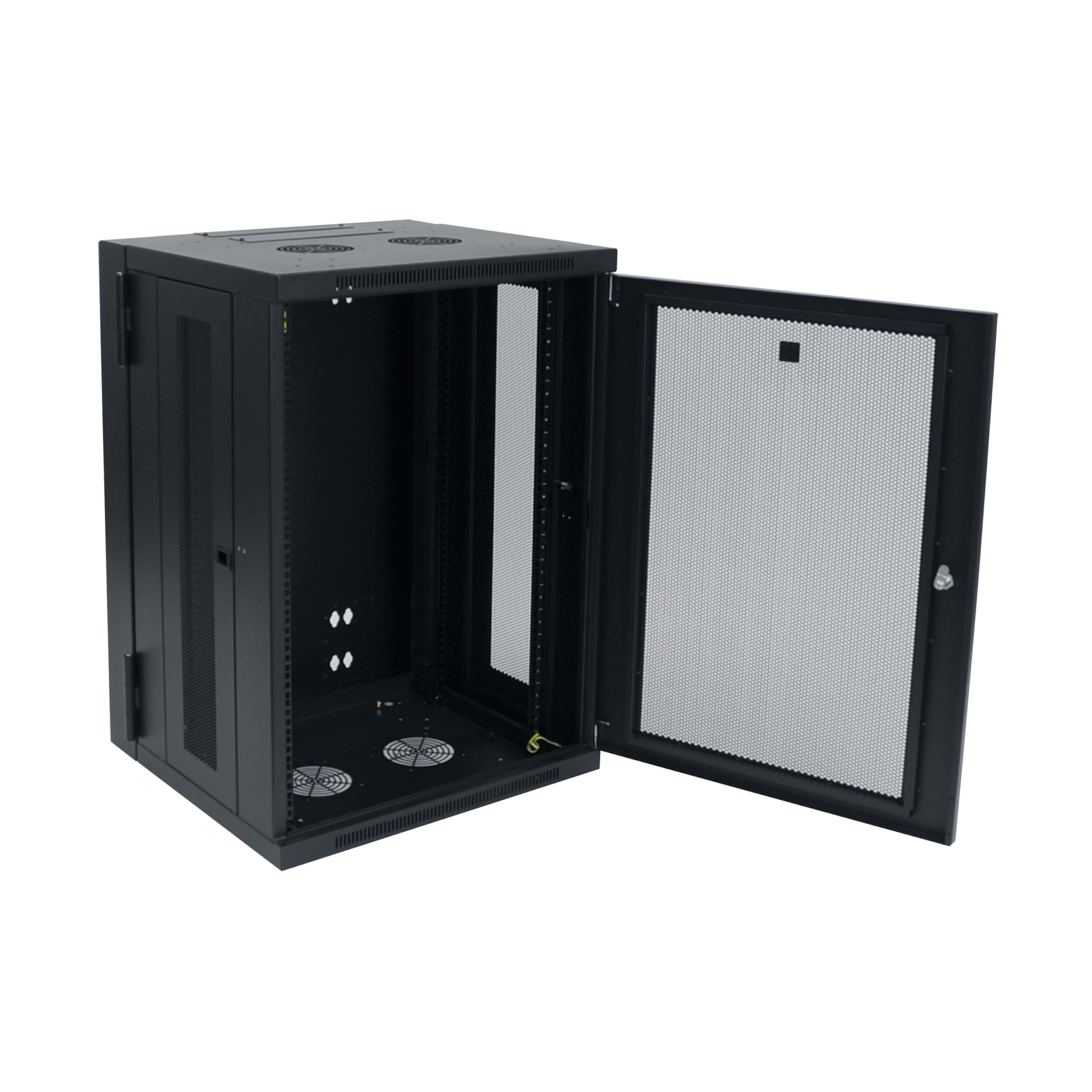 Eaton Tripp Lite Series SmartRack 18U Low-Profile Switch-Depth Wall-Mount Rack Enclosure Cabinet, Hinged Back, 599 mm × 549 mm, black — view 3