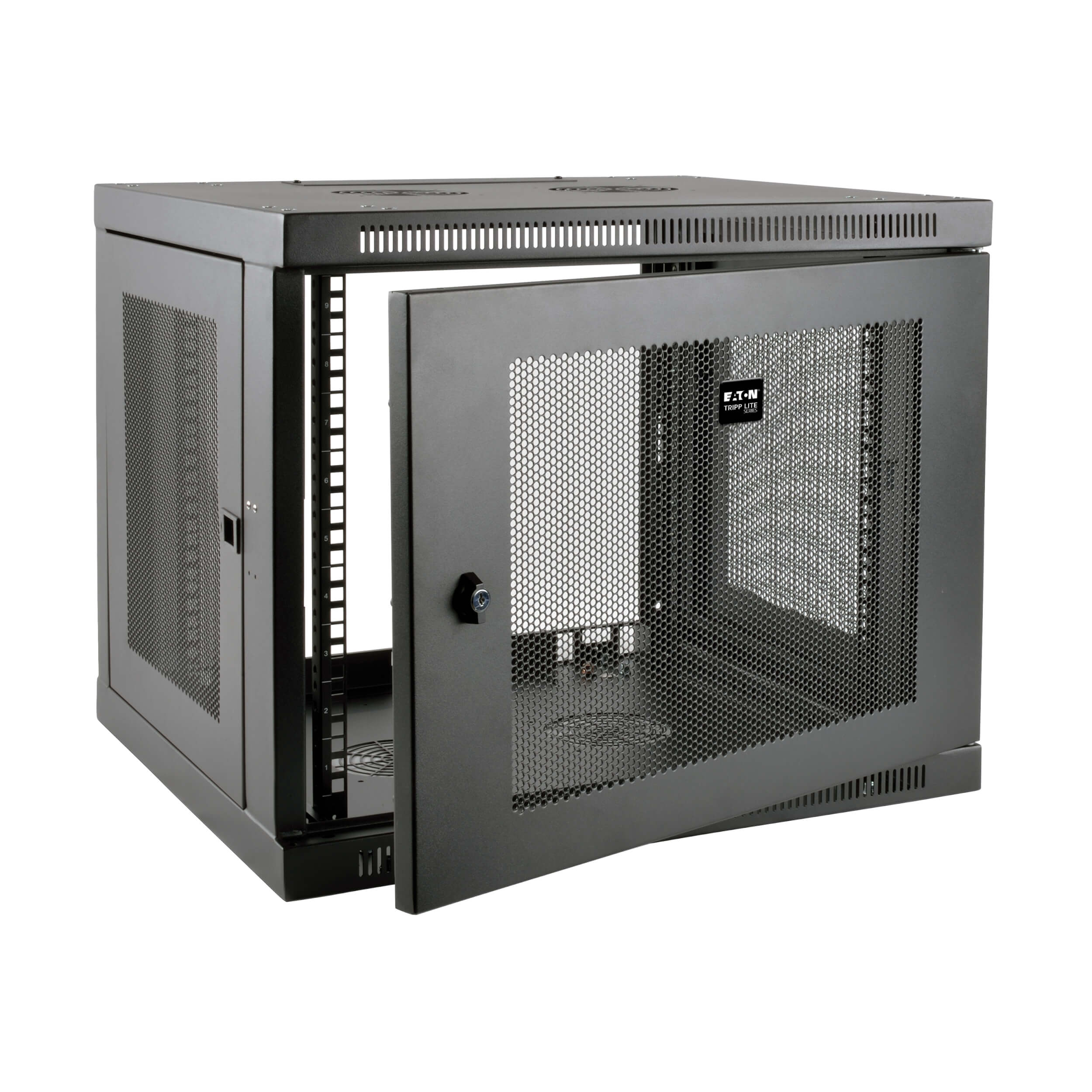 Eaton Tripp Lite Series SmartRack 9U Low-Profile Switch-Depth-Plus Wall-Mount Mini Rack Enclosure, 600 mm × 551 mm, black — view 2