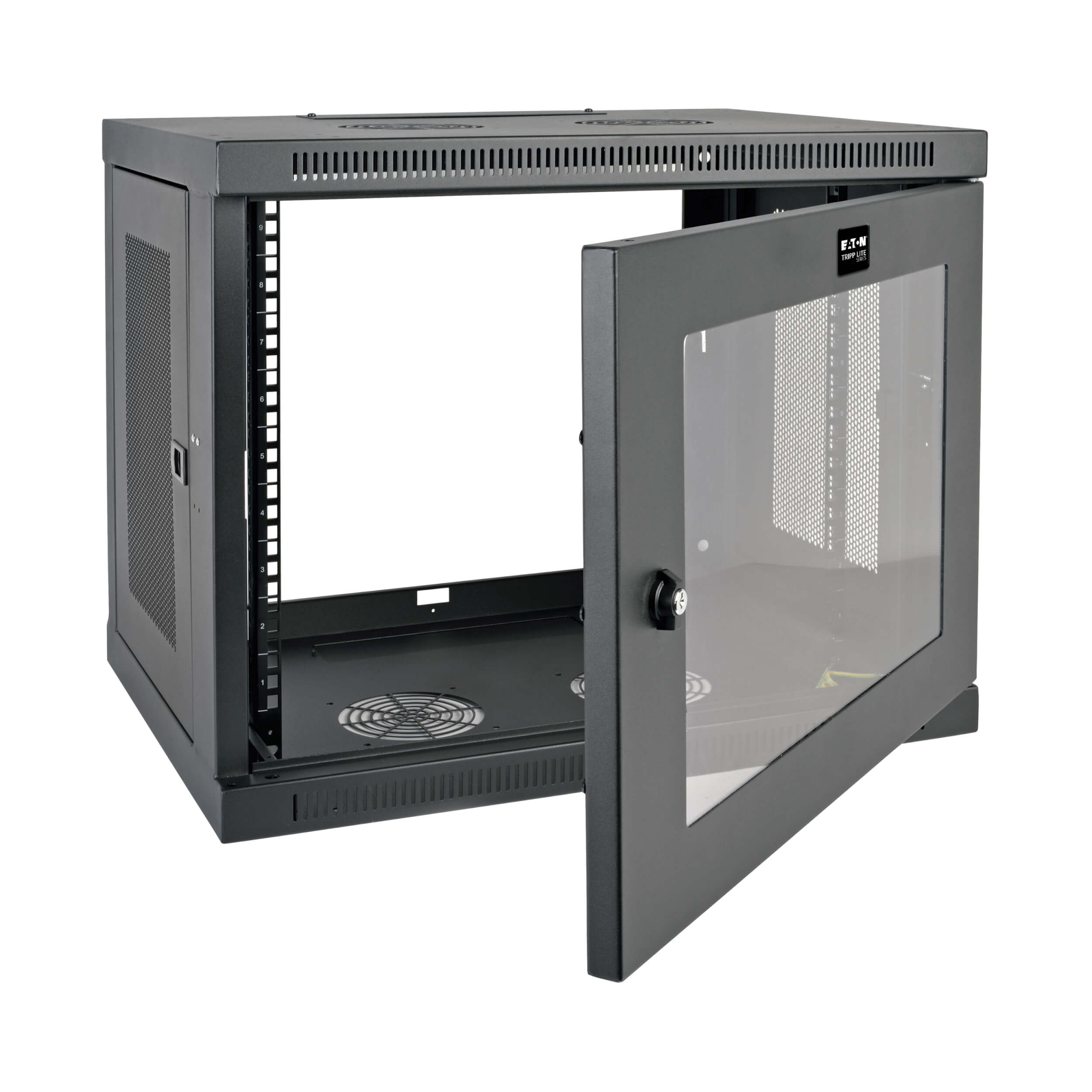 Eaton Tripp Lite Series SmartRack 9U Low-Profile Switch-Depth Wall-Mount Mini Rack Enclosure, Clear Acrylic Window, 600 mm × 450 mm, black — view 2
