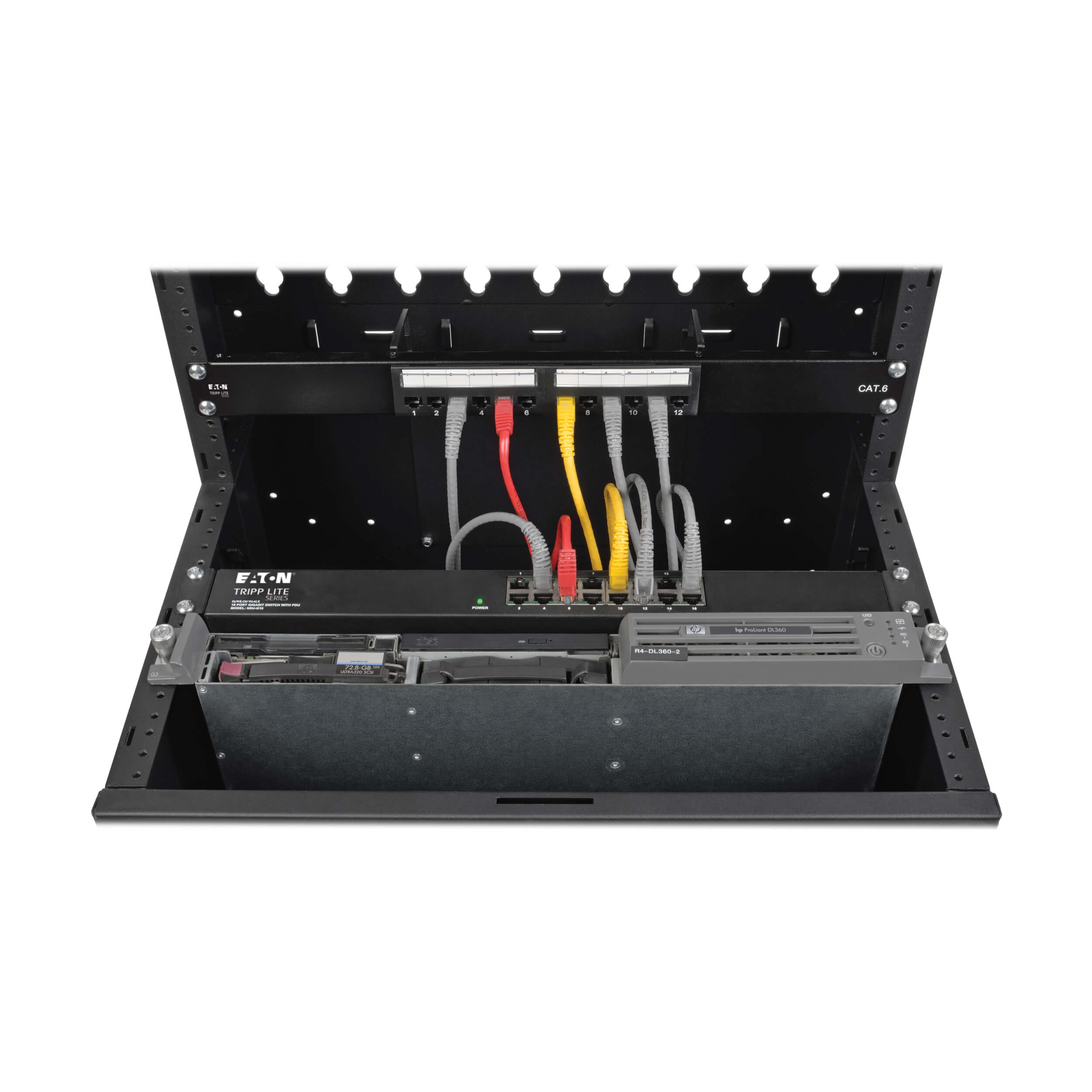 Eaton Tripp Lite Series SmartRack 12U Low-Profile Vertical-Mount Wall-Mount Small Server Rack Enclosure, 500 mm × 410 mm, black — view 2
