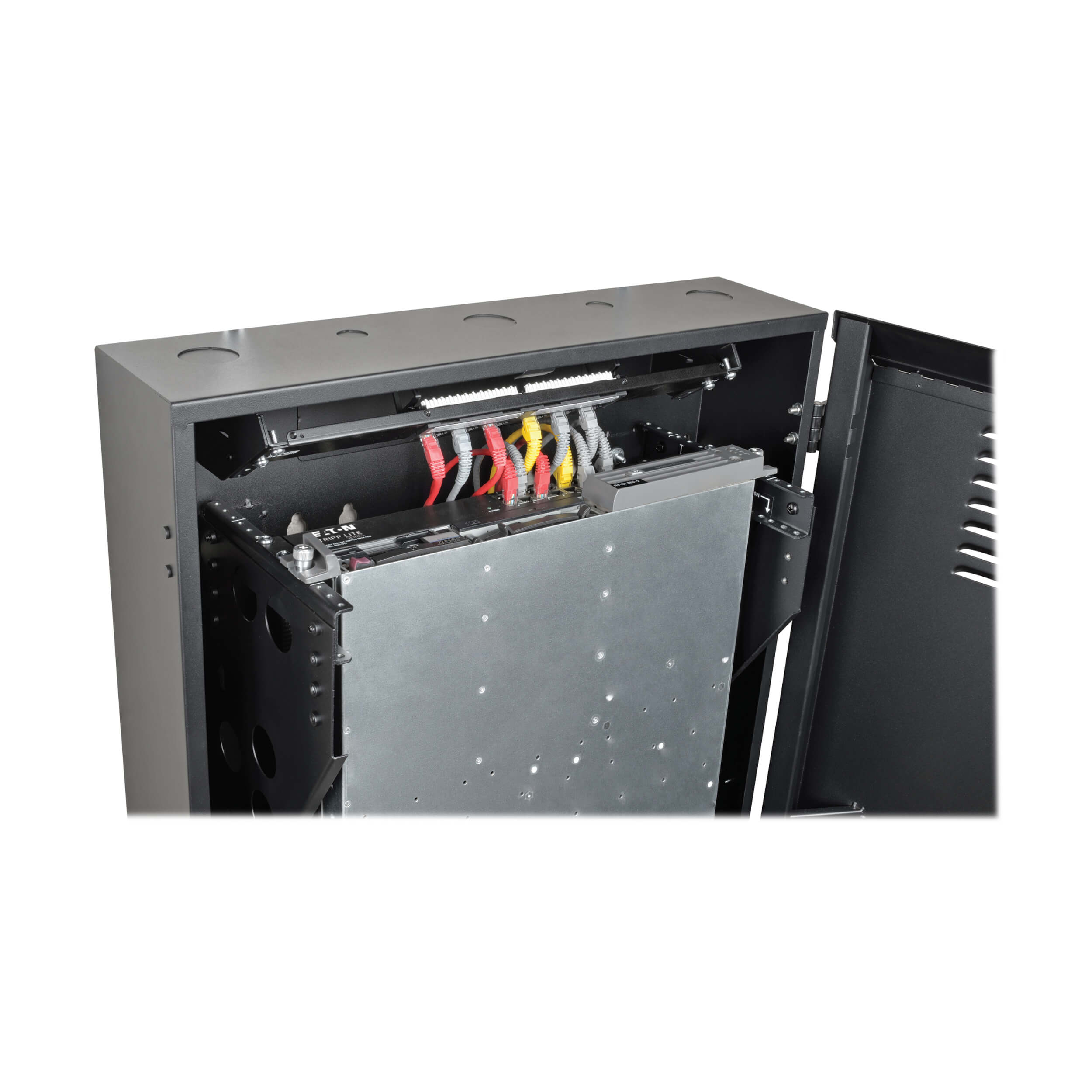 Eaton Tripp Lite Series SmartRack 2U Low-Profile Vertical-Mount Switch-Depth Wall-Mount Rack Enclosure Cabinet, 650 mm × 114 mm, black — view 2