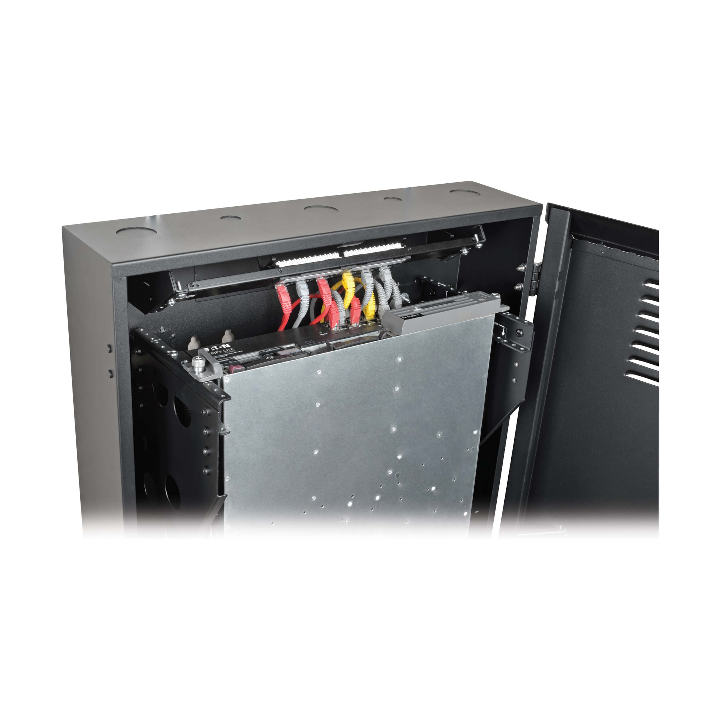 Eaton Tripp Lite Series SmartRack 4U Low-Profile Vertical-Mount Server-Depth Wall-Mount Rack Enclosure Cabinet, 650 mm × 203 mm, black — view 2