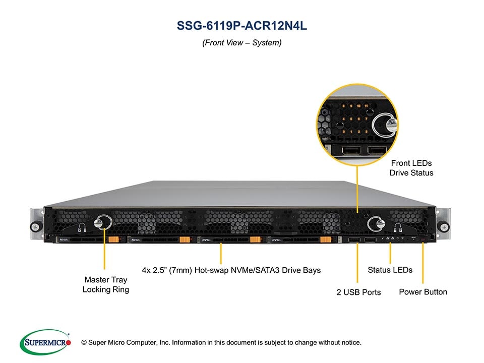 Supermicro SSG-6119P-ACR12N4L — angle view