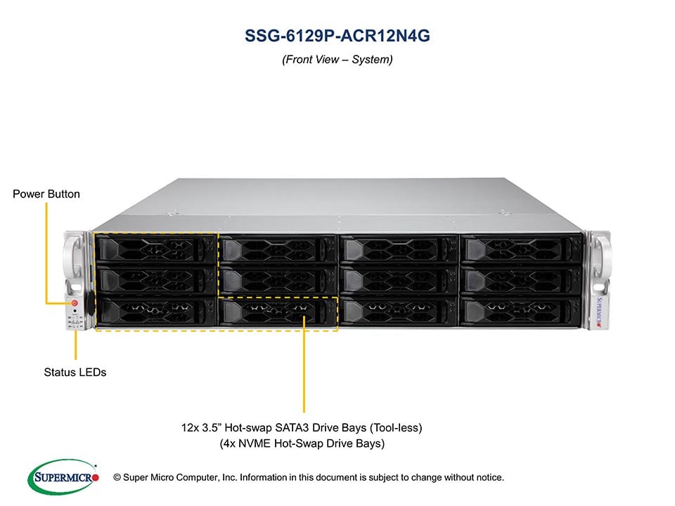 Supermicro SSG-6129P-ACR12N4G — angle view