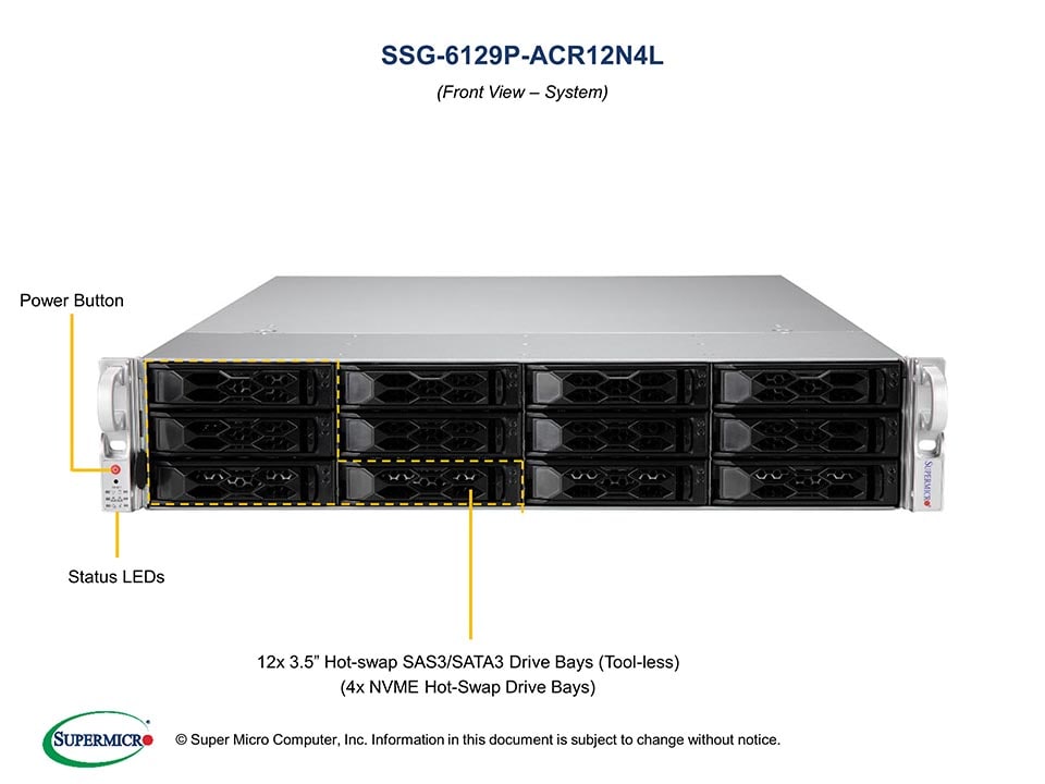 Supermicro SSG-6129P-ACR12N4L — angle view