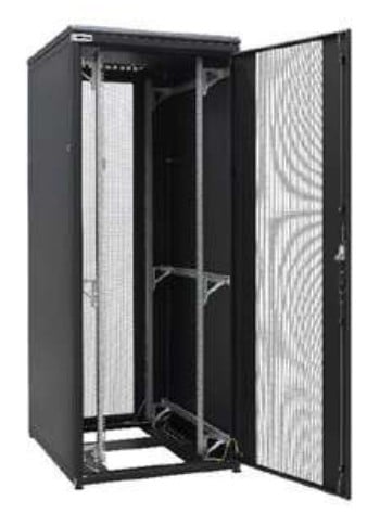 FIBRAIN SSRS 42U 800 mm × 1200 mm server cabinet, perforated front and rear doors, black RAL 9005 — view 2