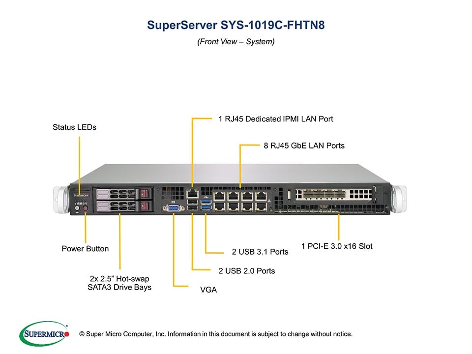 Supermicro SYS-1019C-FHTN8 — angle view