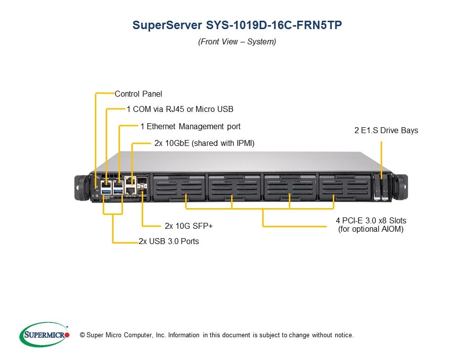 Supermicro SYS-1019D-16C-FRN5TP — angle view