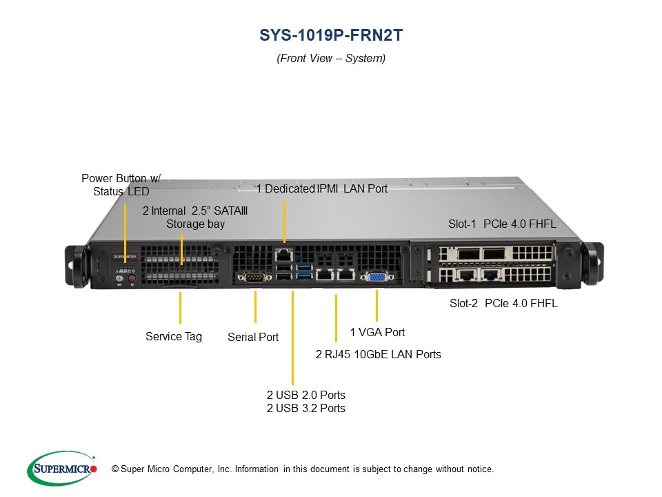 Supermicro SYS-1019P-FRN2T — angle view