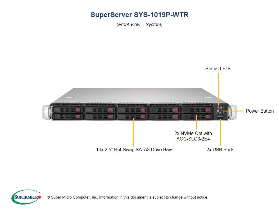 Supermicro SYS-1019P-WTR — angle view