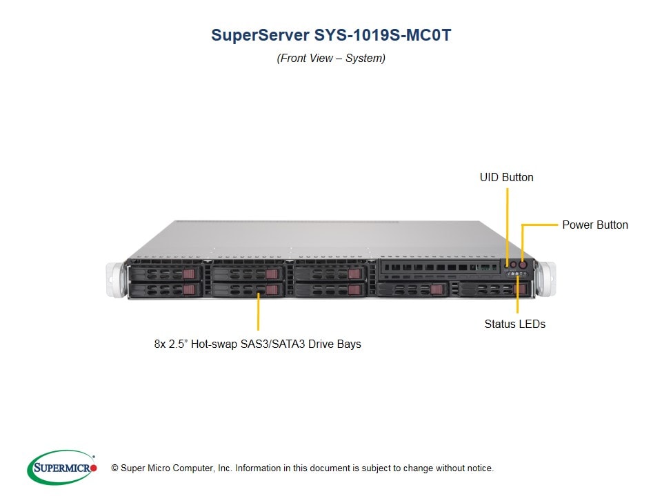 Supermicro SYS-1019S-MC0T — angle view