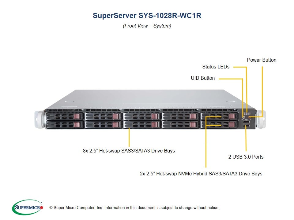 Supermicro SYS-1028R-WC1RT — angle view
