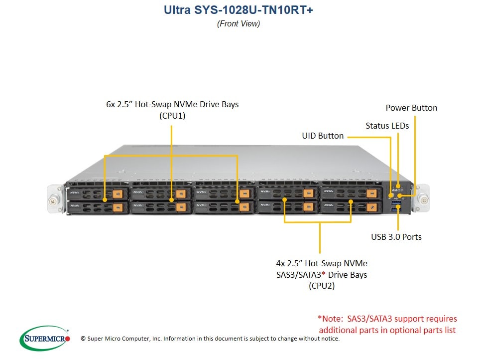 Supermicro SYS-1028U-TN10RT — angle view