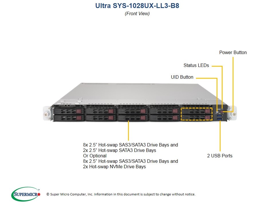Supermicro SYS-1028UX-LL3-B8 — angle view
