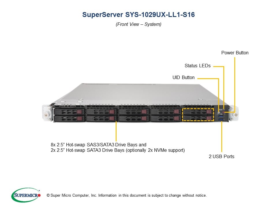Supermicro SYS-1029UX-LL1-S16 — angle view