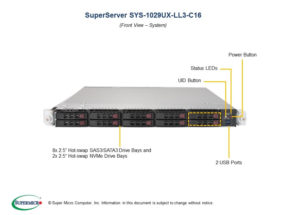 Supermicro SYS-1029UX-LL3-C16 — angle view