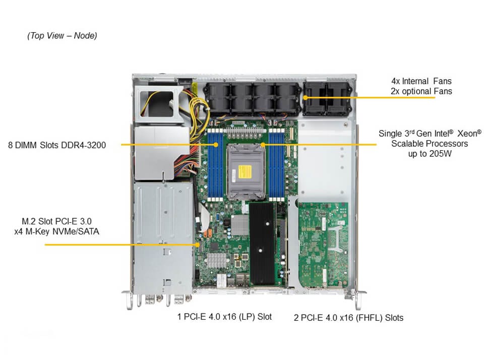 Supermicro SYS-110P-FDWTR — top view