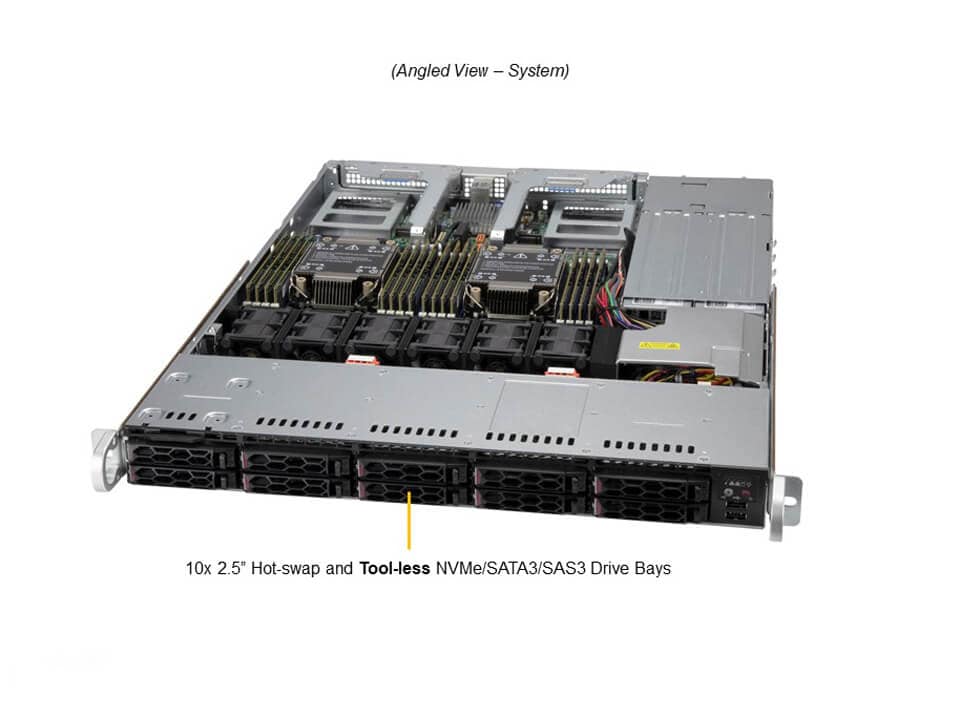 Supermicro SYS-120C-TN10R — angle view