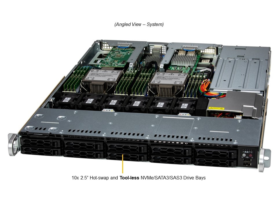 Supermicro SYS-121C-TN10R — angle view