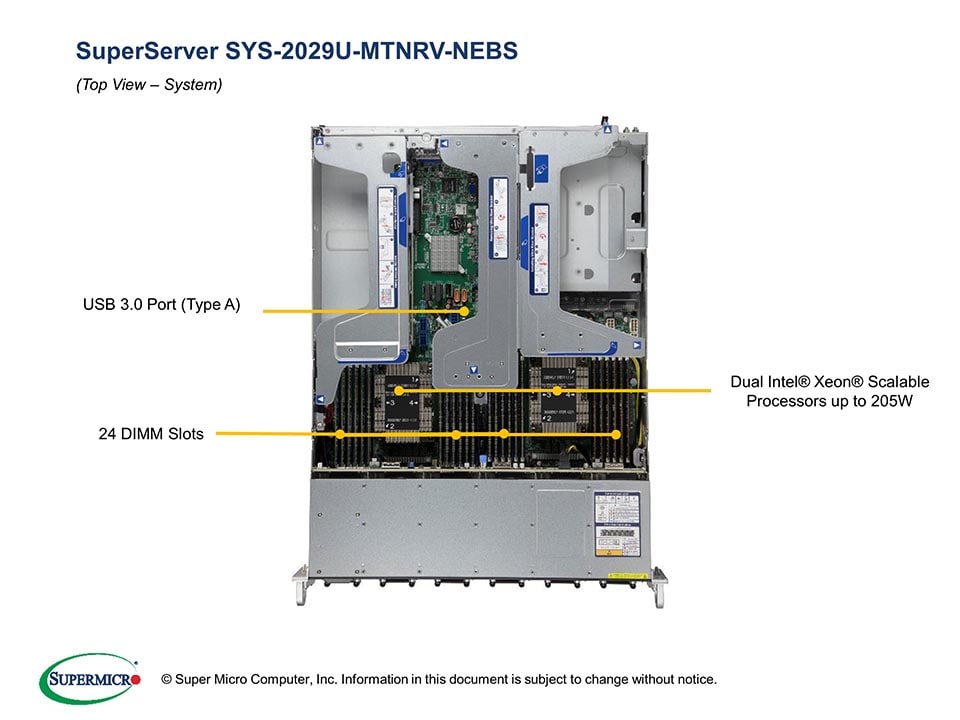 Supermicro SYS-2029U-MTNRV-NEBS — top view