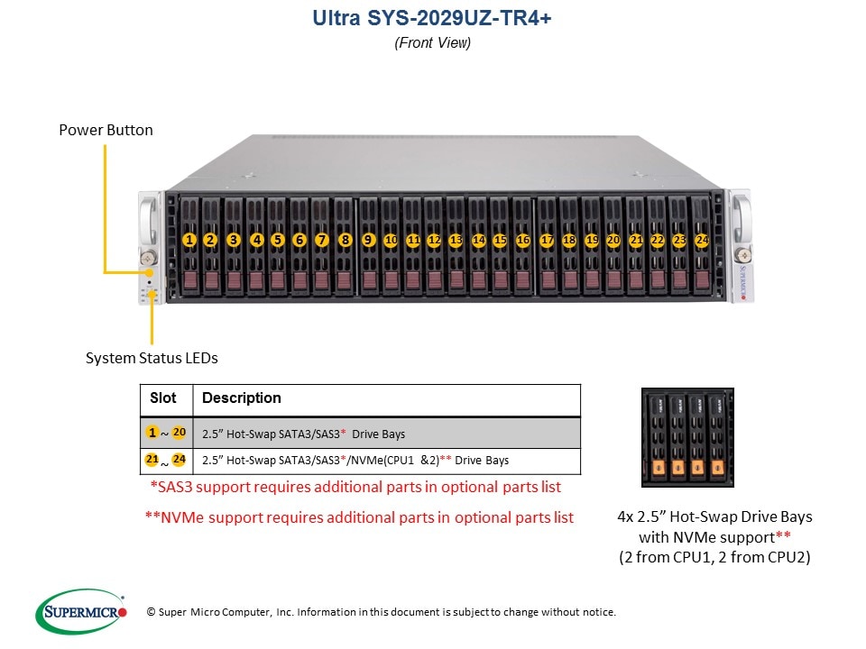 Supermicro SYS-2029UZ-TR4 — angle view