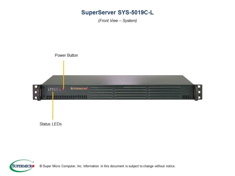 Supermicro SYS-5019C-L — angle view