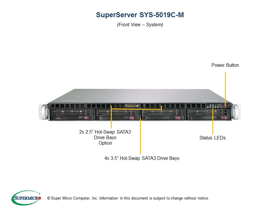 Supermicro SYS-5019C-M — angle view
