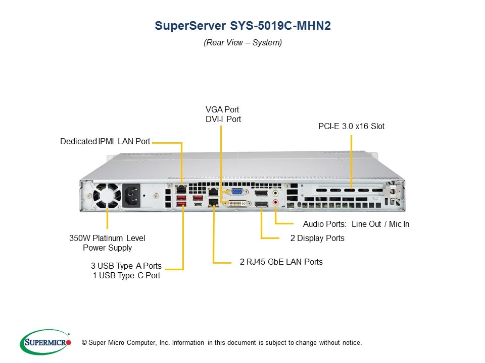 Supermicro SYS-5019C-MHN2 — front view
