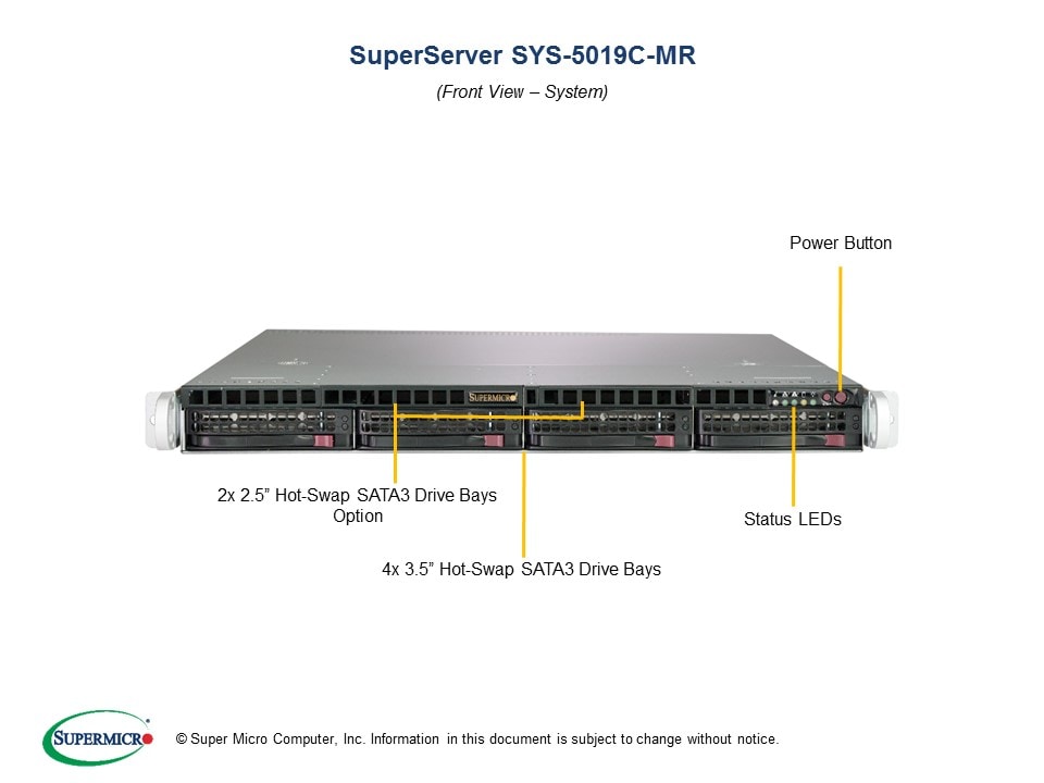 Supermicro SYS-5019C-MR — angle view