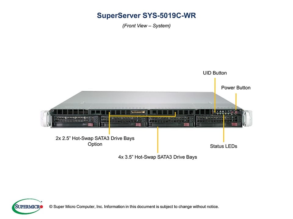 Supermicro SYS-5019C-WR — angle view