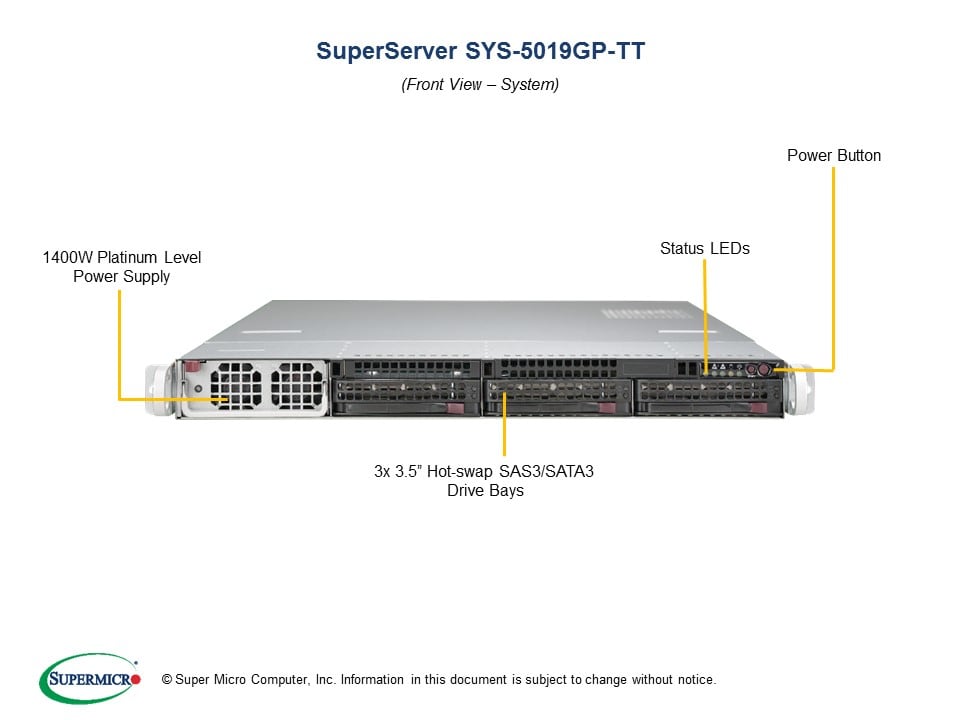 Supermicro SYS-5019GP-TT — angle view