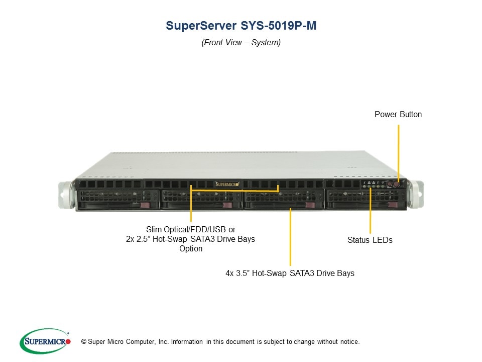 Supermicro SYS-5019P-M — angle view
