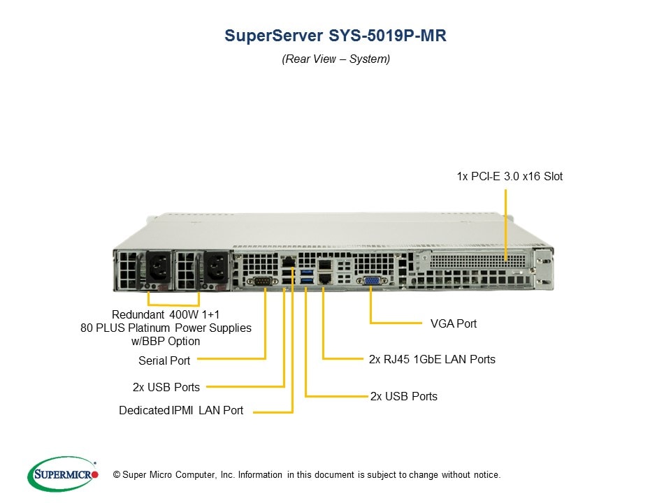 Supermicro SYS-5019P-MR — front view