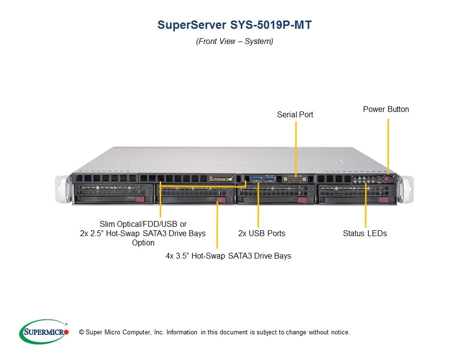 Supermicro SYS-5019P-MT — angle view