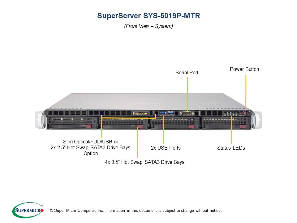 Supermicro SYS-5019P-MTR — angle view