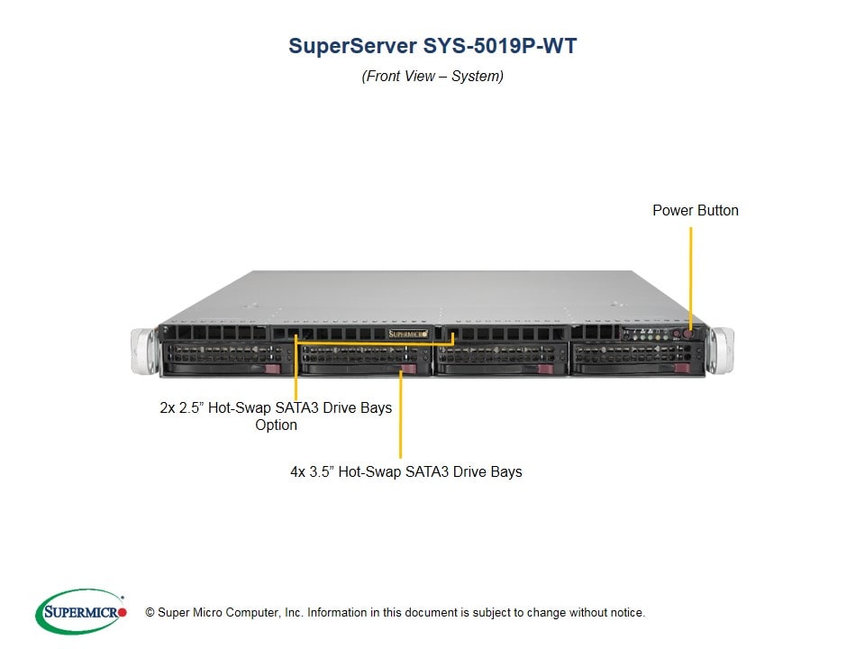 Supermicro SYS-5019P-WT — angle view