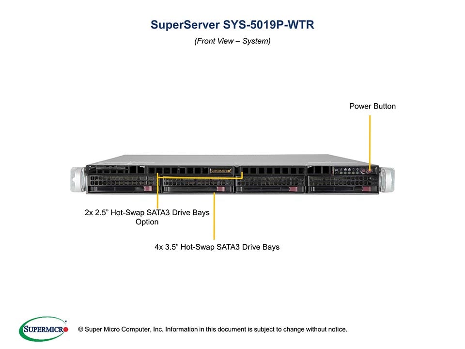Supermicro SYS-5019P-WTR — angle view