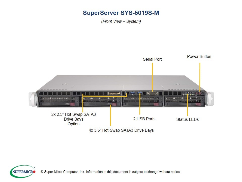 Supermicro SYS-5019S-M — angle view